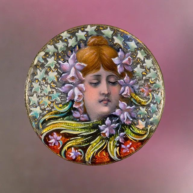 アルフォンス・ミュシャ「La Plume」ゴールドエマーユ