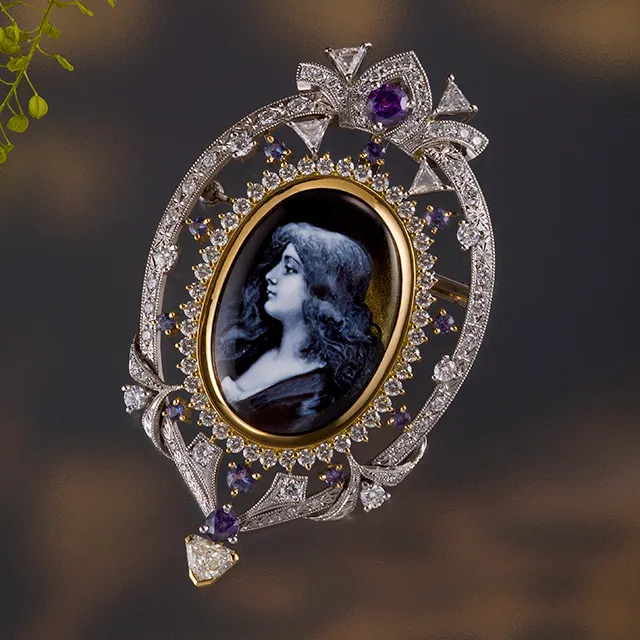 グリザイユエマーユペンダント＆ブローチ