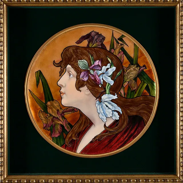 アイリスとアール・ヌーヴォー様式の女性